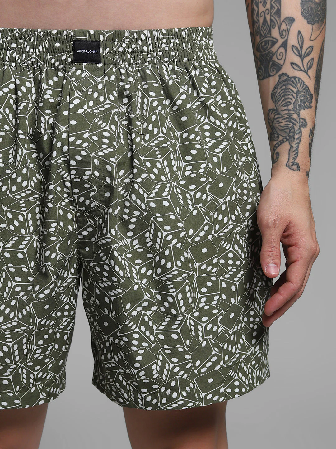 Green Dice Print Cotton Boxers - Image 4