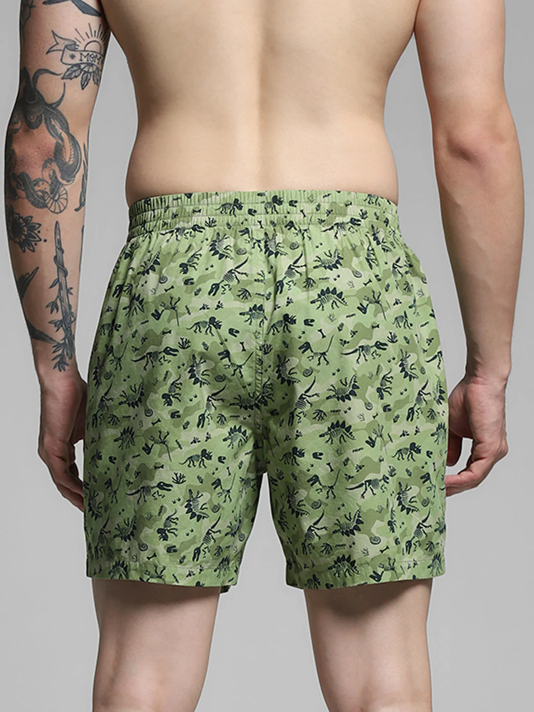 Green Dinosaur Print Cotton Boxers - Image 3