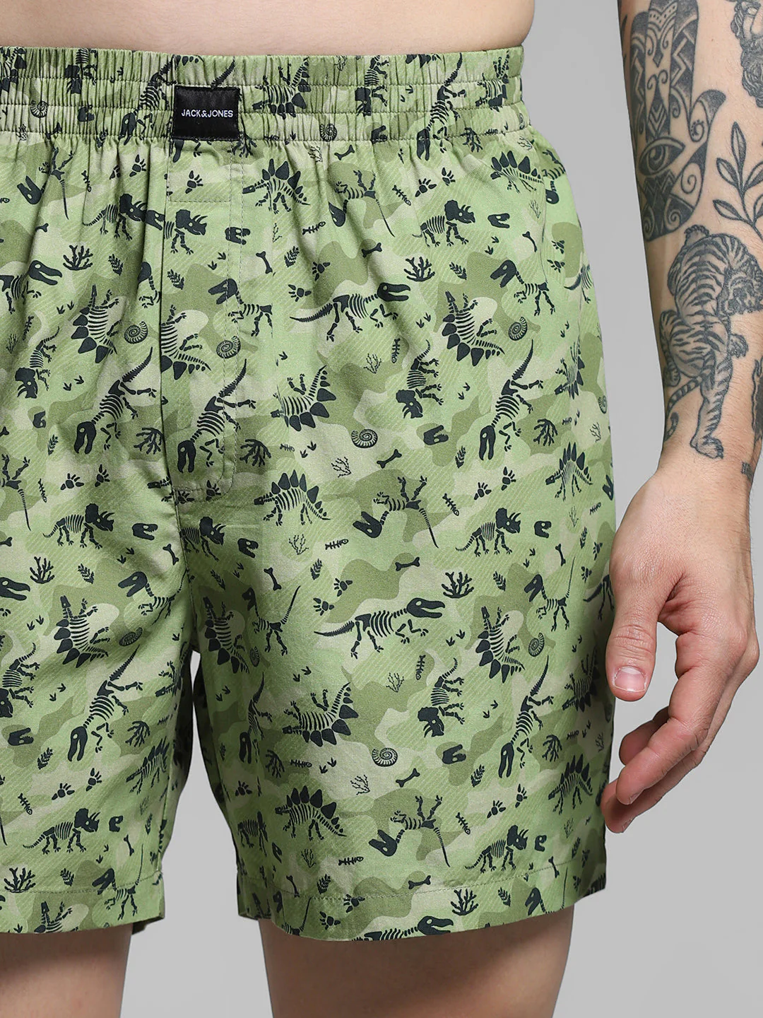 Green Dinosaur Print Cotton Boxers - Image 4
