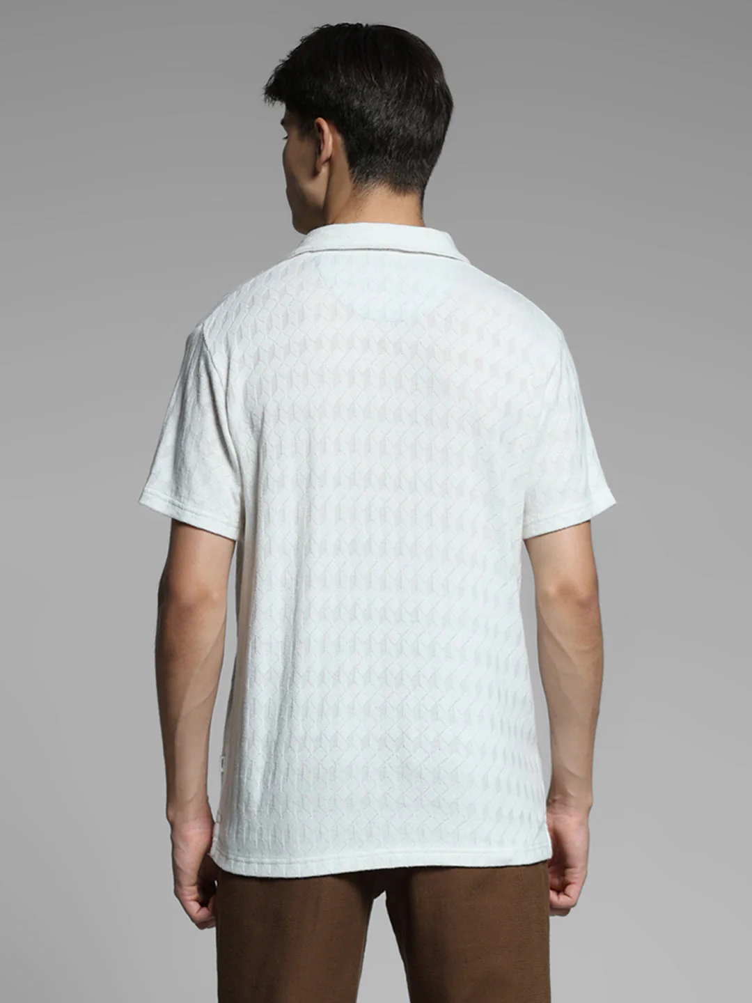 White Jacquard Cotton Polo - Image 4