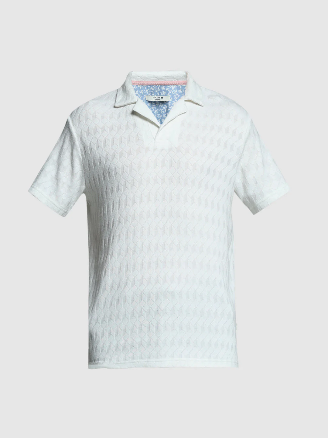 White Jacquard Cotton Polo - Image 7