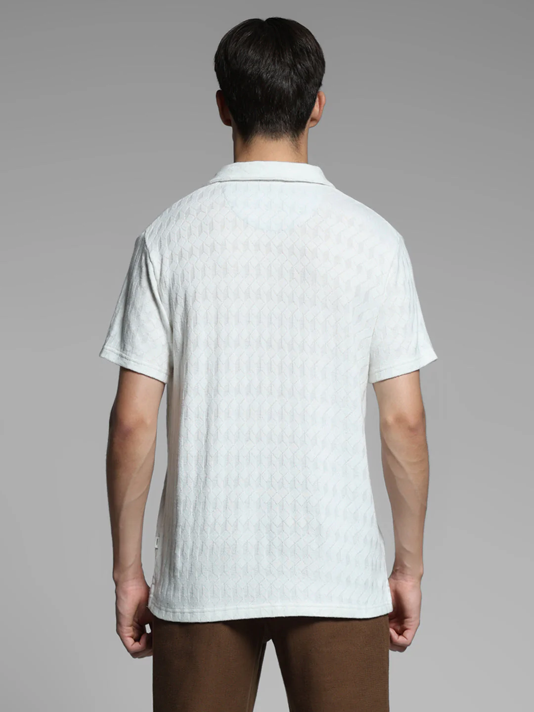 White Jacquard Cotton Polo - Image 9