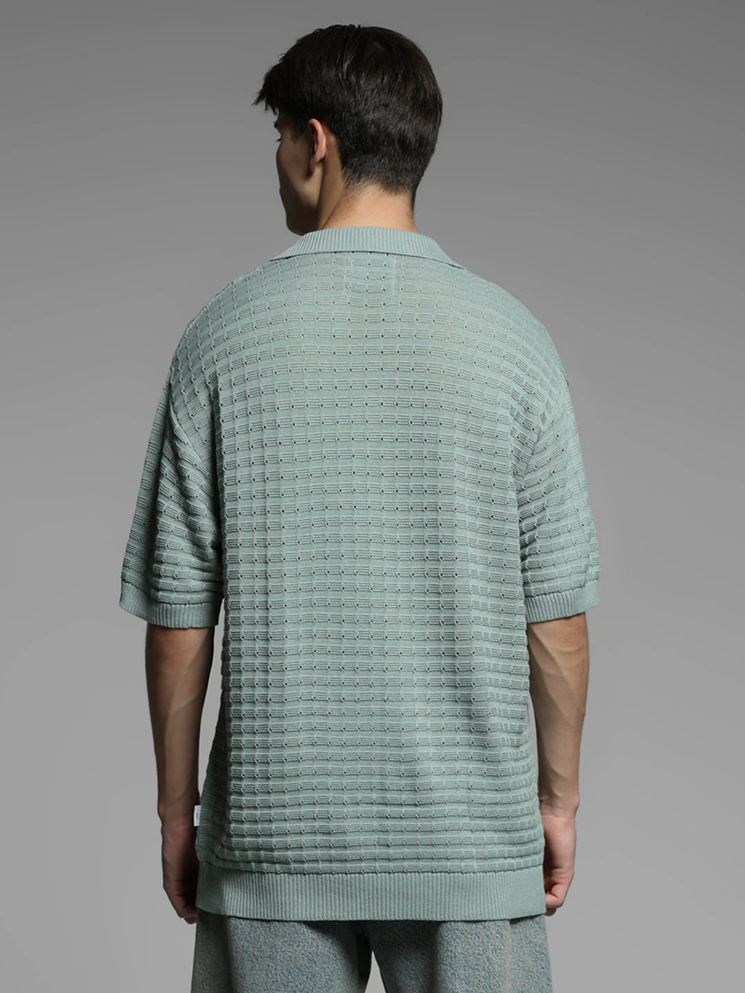 Green Jacquard Oversized Polo - Image 4