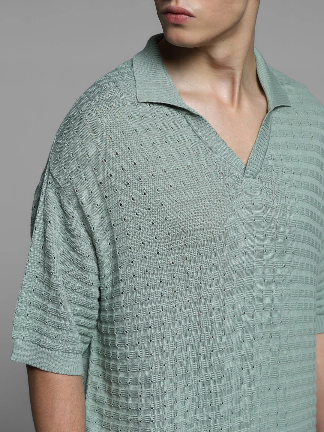 Green Jacquard Oversized Polo - Image 5