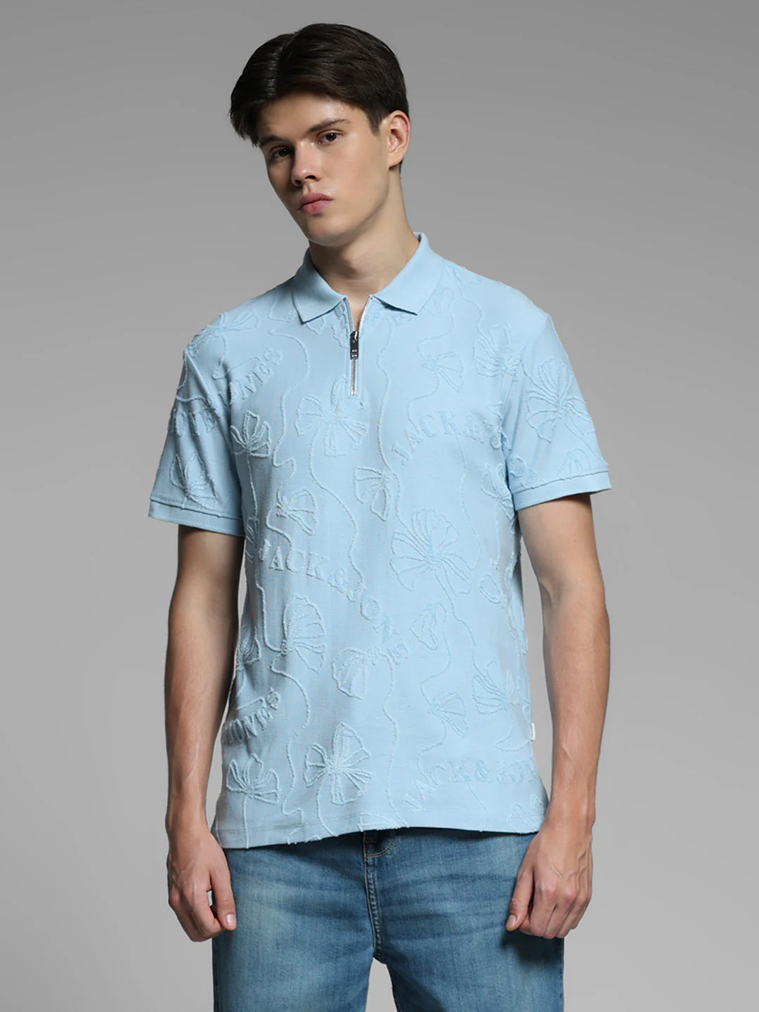 Blue Floral Embroidery Polo - Image 2