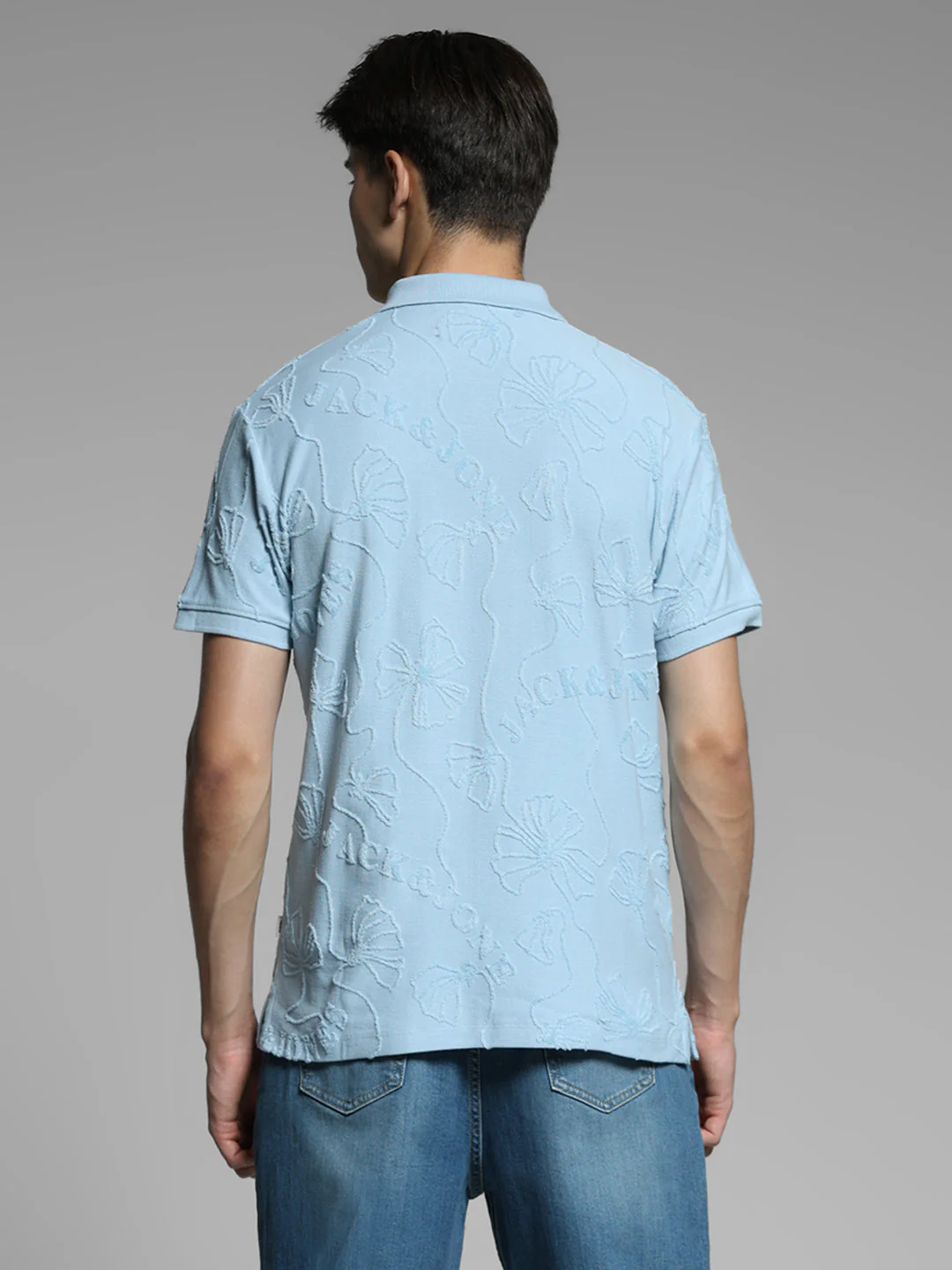 Blue Floral Embroidery Polo - Image 4