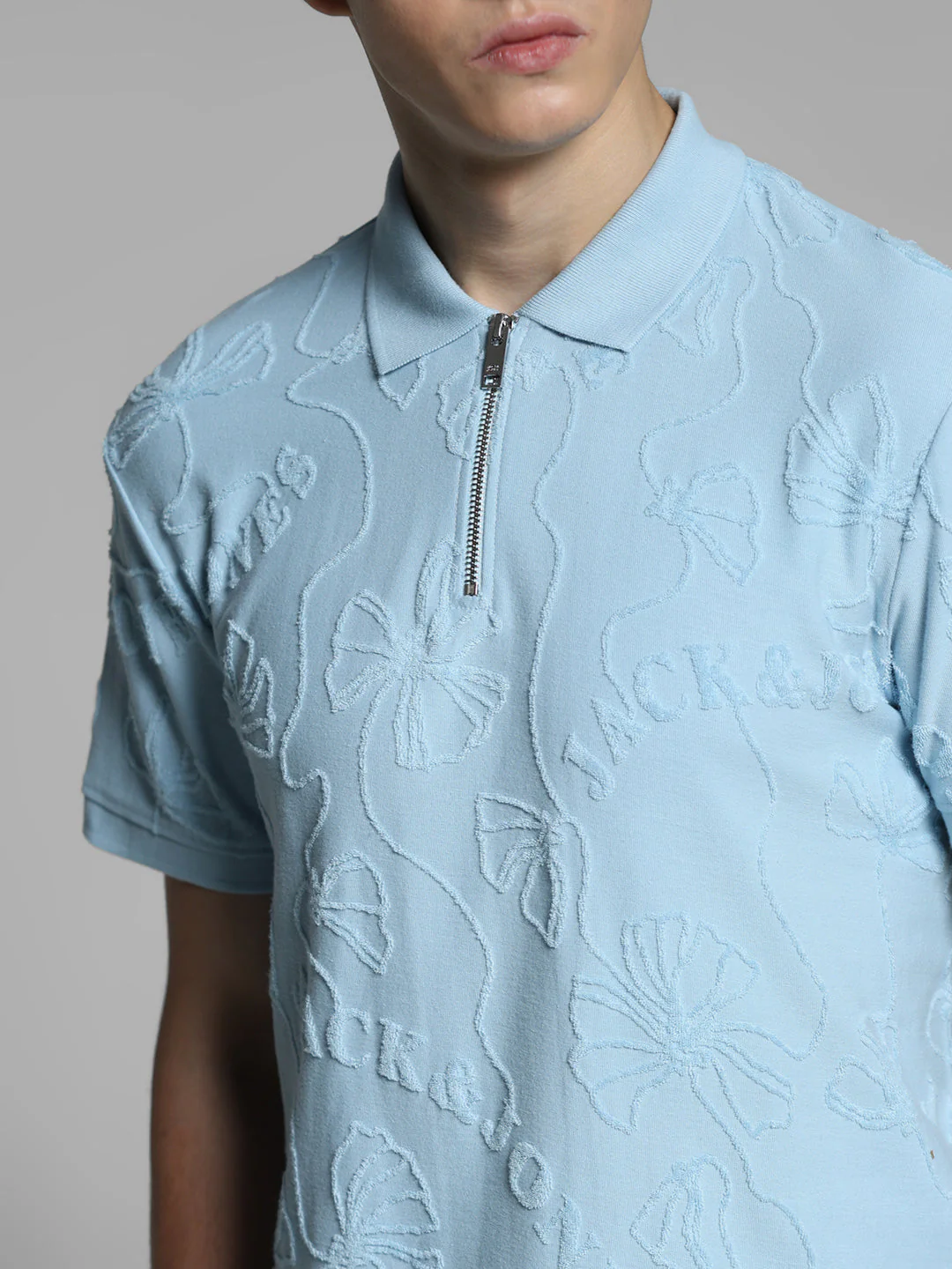 Blue Floral Embroidery Polo - Image 5