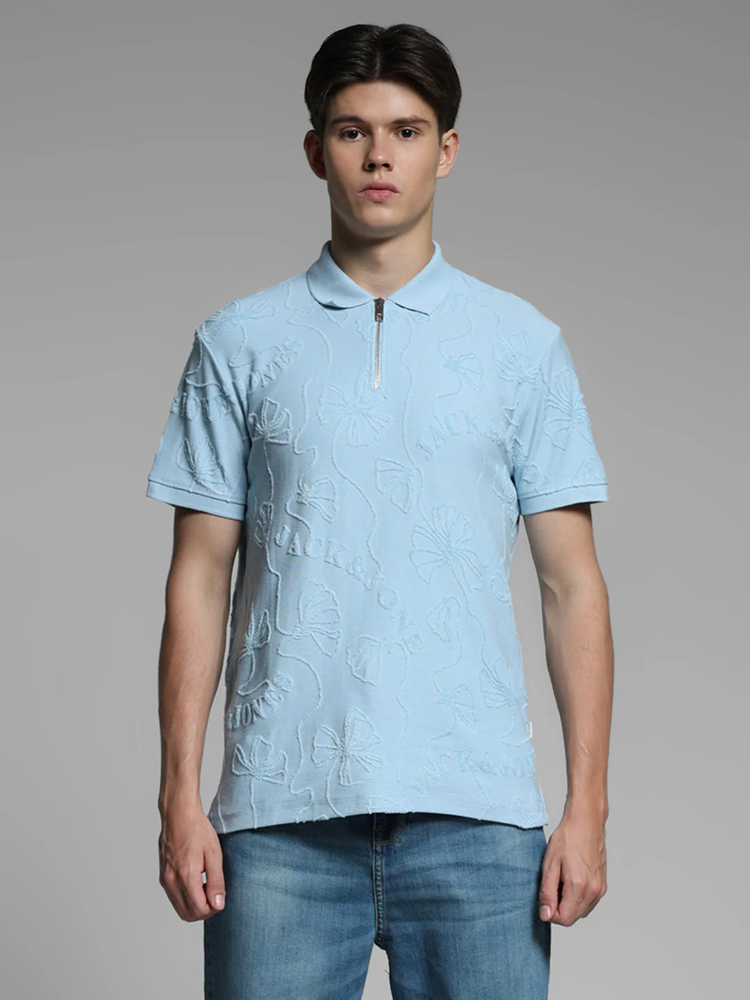 Blue Floral Embroidery Polo - Image 8