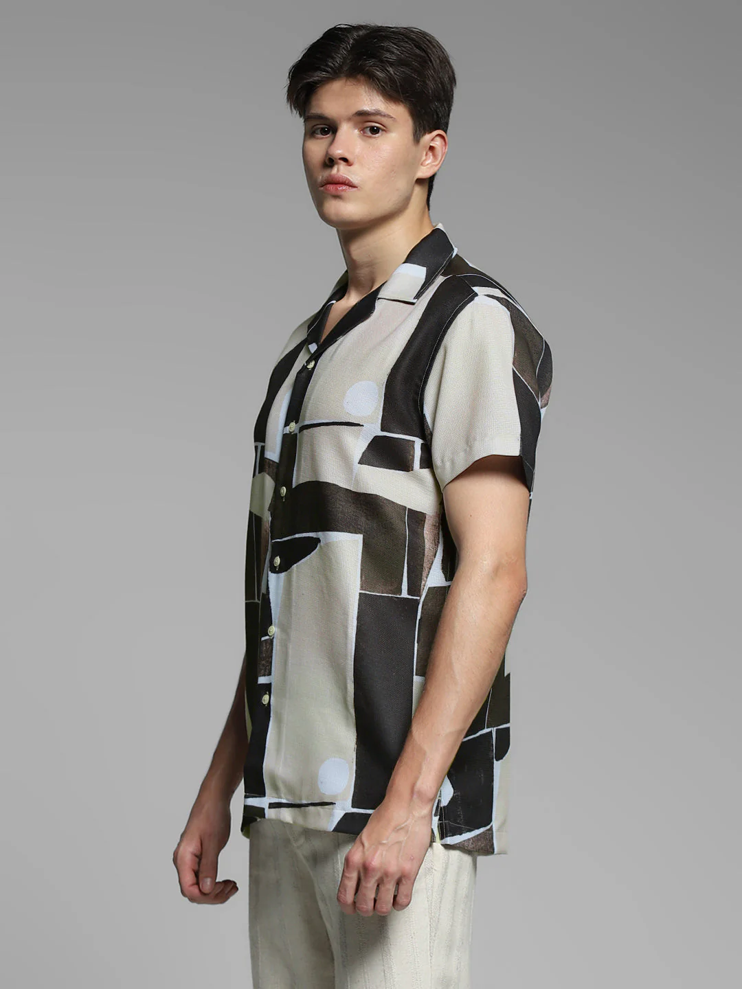 Brown Graphic Print Comfort Fit Shirt - Image 3