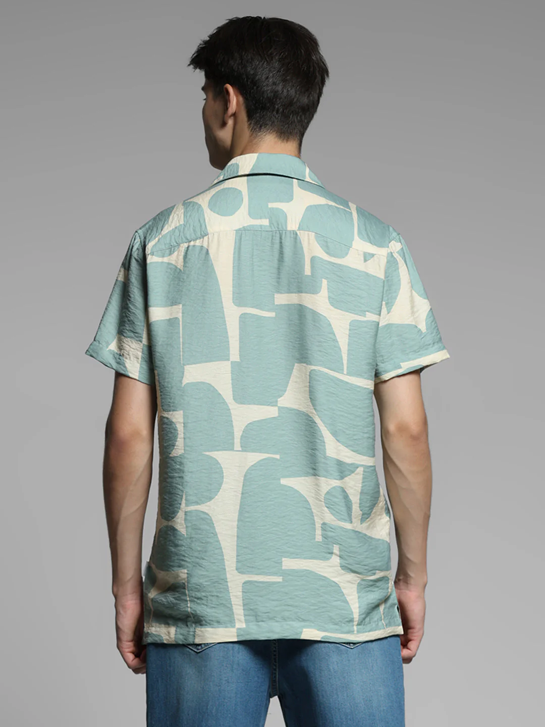Green Printed Comfort Fit Shirt - Image 4