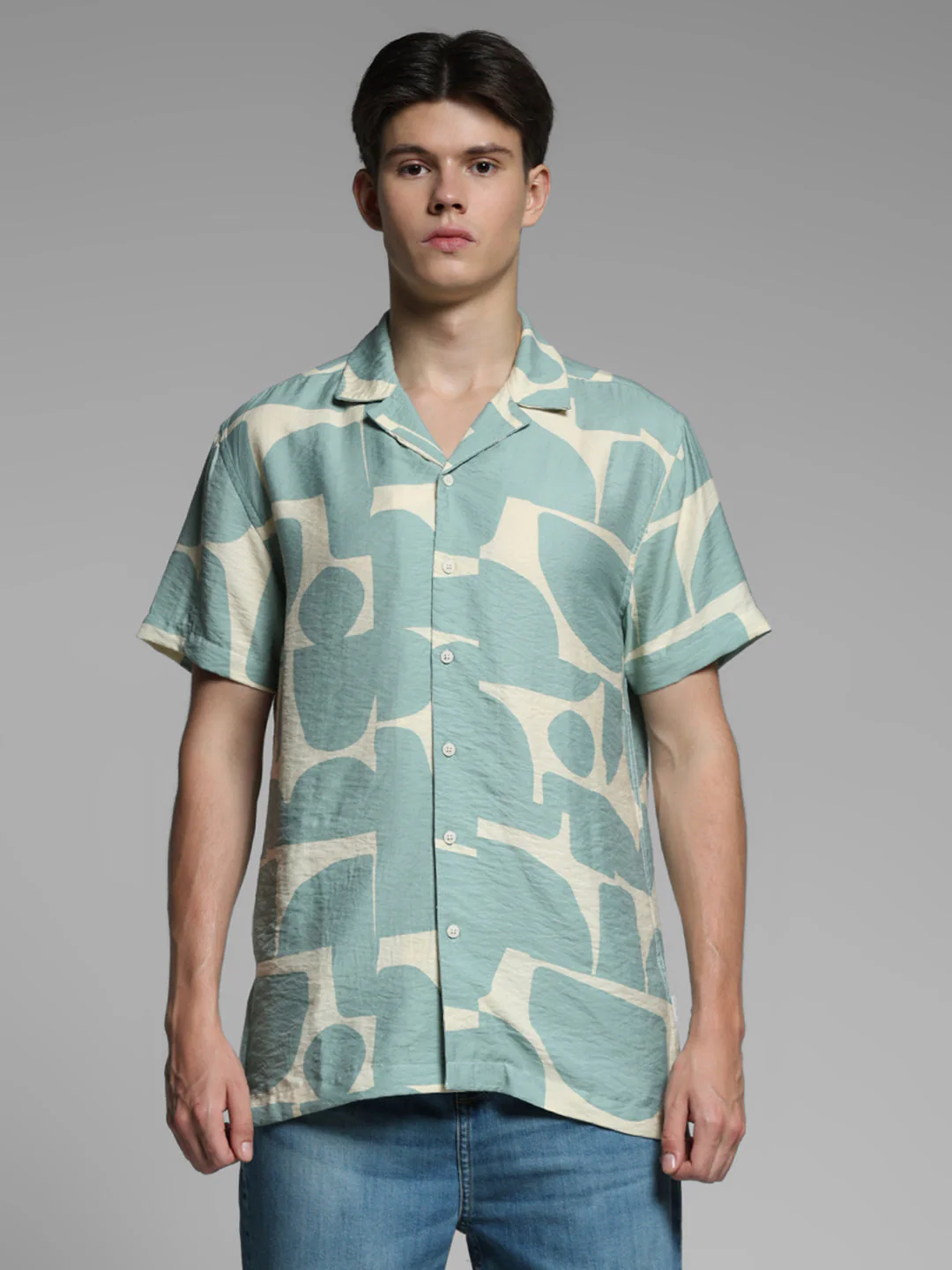Green Printed Comfort Fit Shirt - Image 8