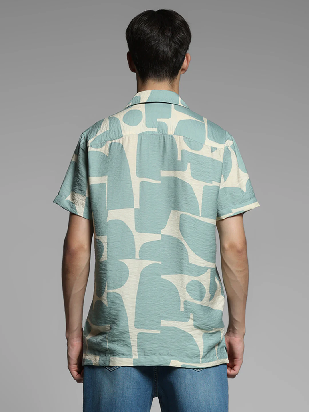 Green Printed Comfort Fit Shirt - Image 9