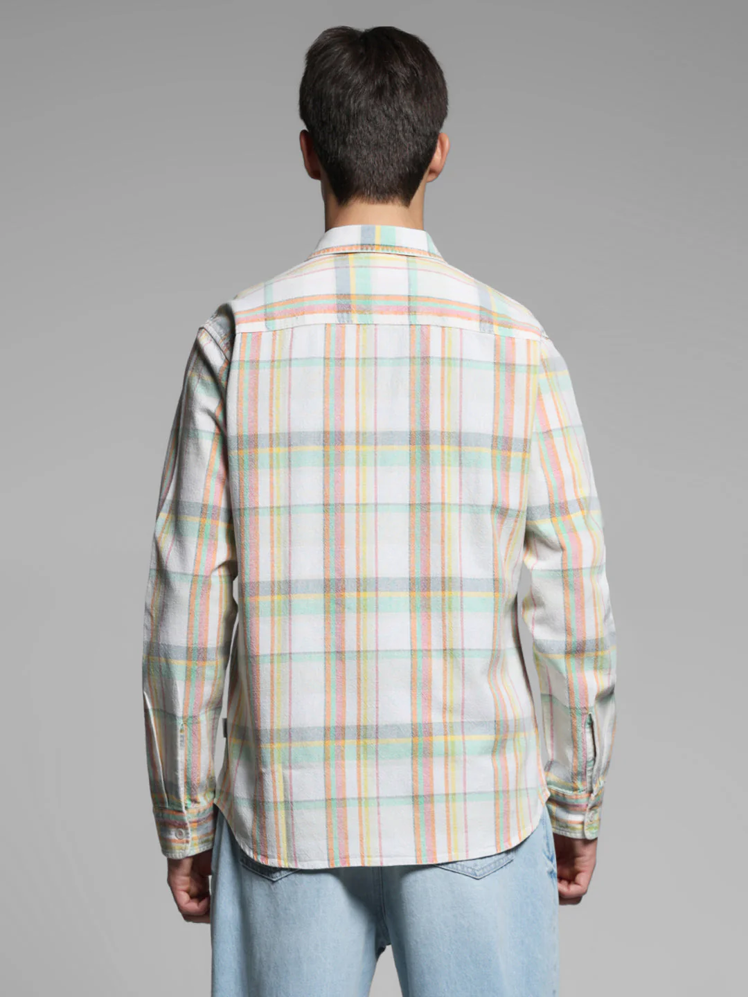 White Check Linen Blend Shirt - Image 9