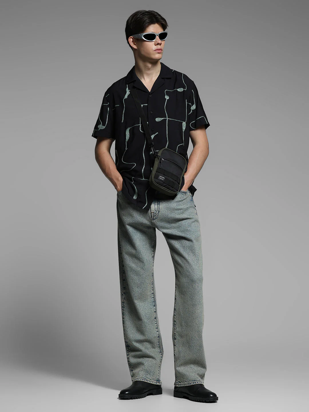 Black Embroidered Comfort Fit Shirt - Image 6