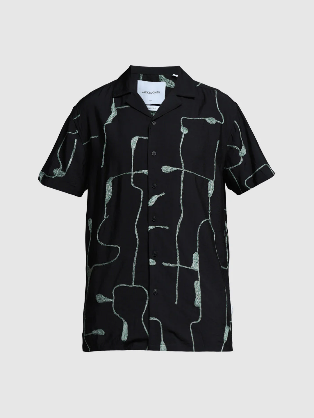 Black Embroidered Comfort Fit Shirt - Image 7