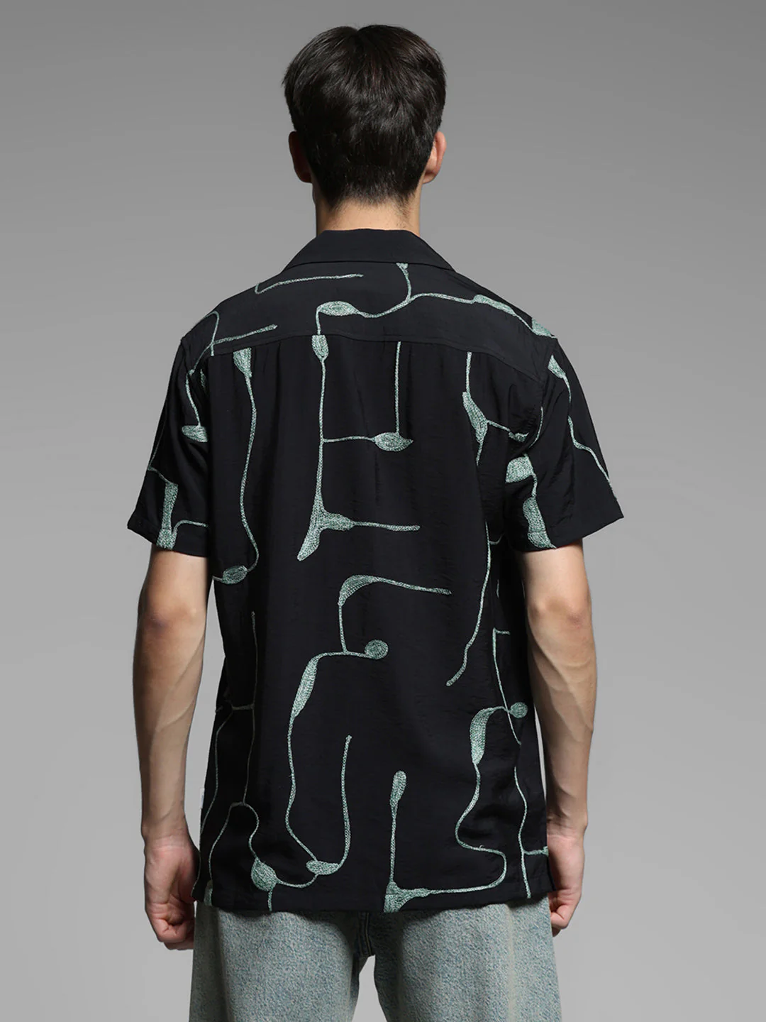 Black Embroidered Comfort Fit Shirt - Image 9