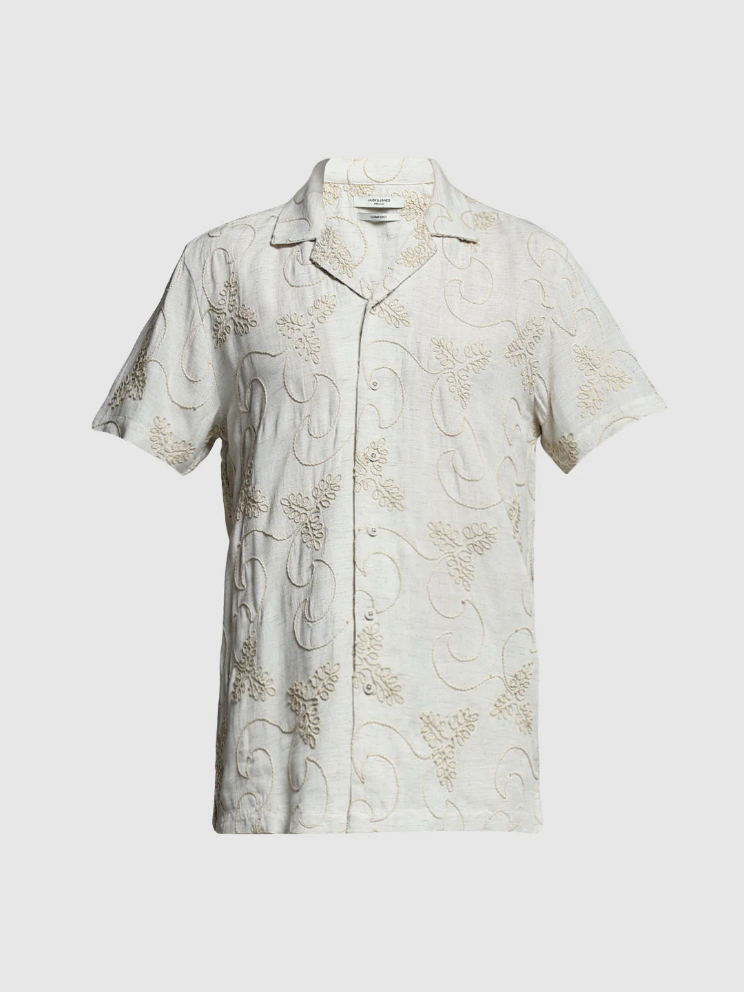 Grey Embroidered Comfort Fit Shirt - Image 7