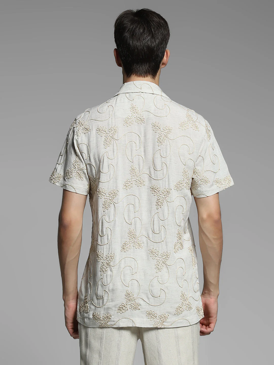 Grey Embroidered Comfort Fit Shirt - Image 9