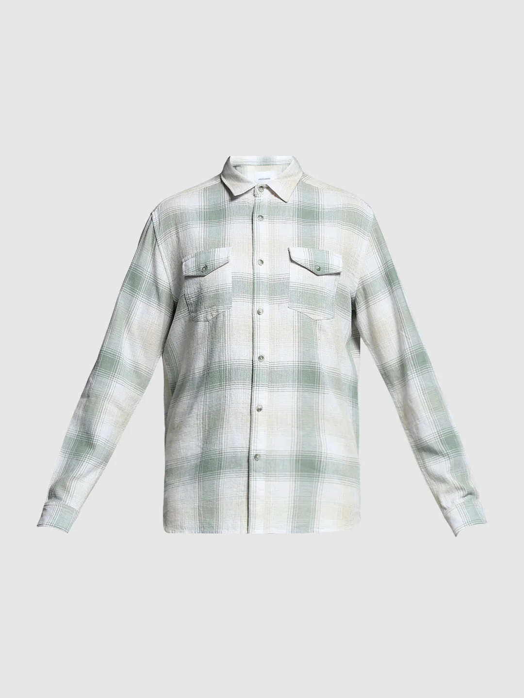 Light Green Check Linen Blend Shirt - Image 7