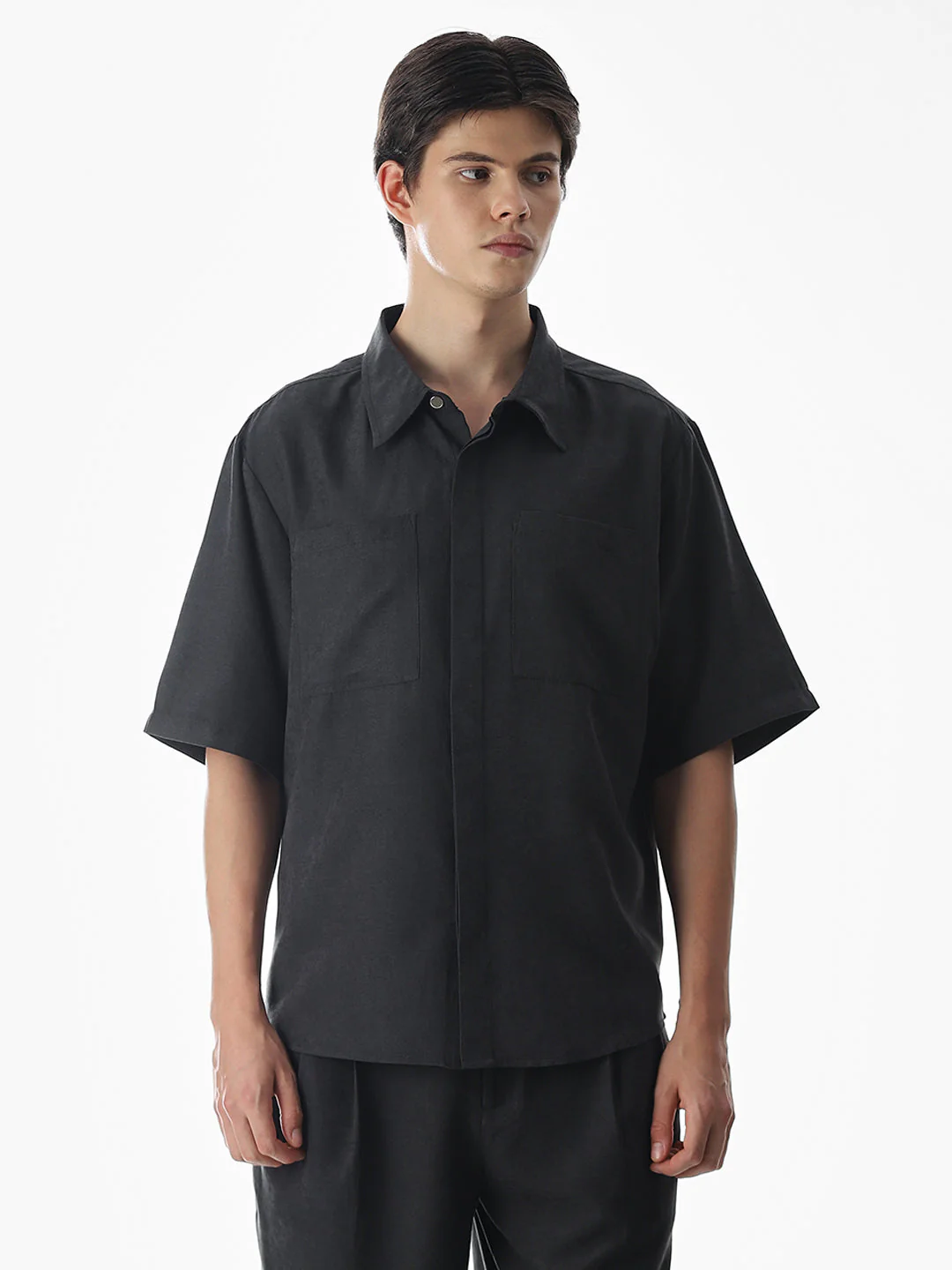Dark Grey Short Sleeves Overshirt - Image 2