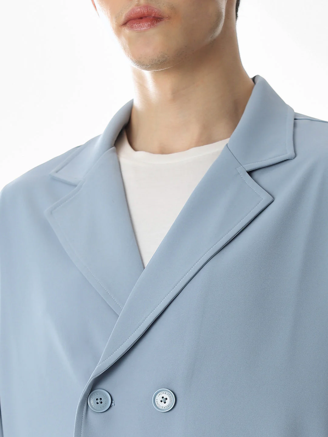 Blue Lapel Collar Button Overshirt - Image 5