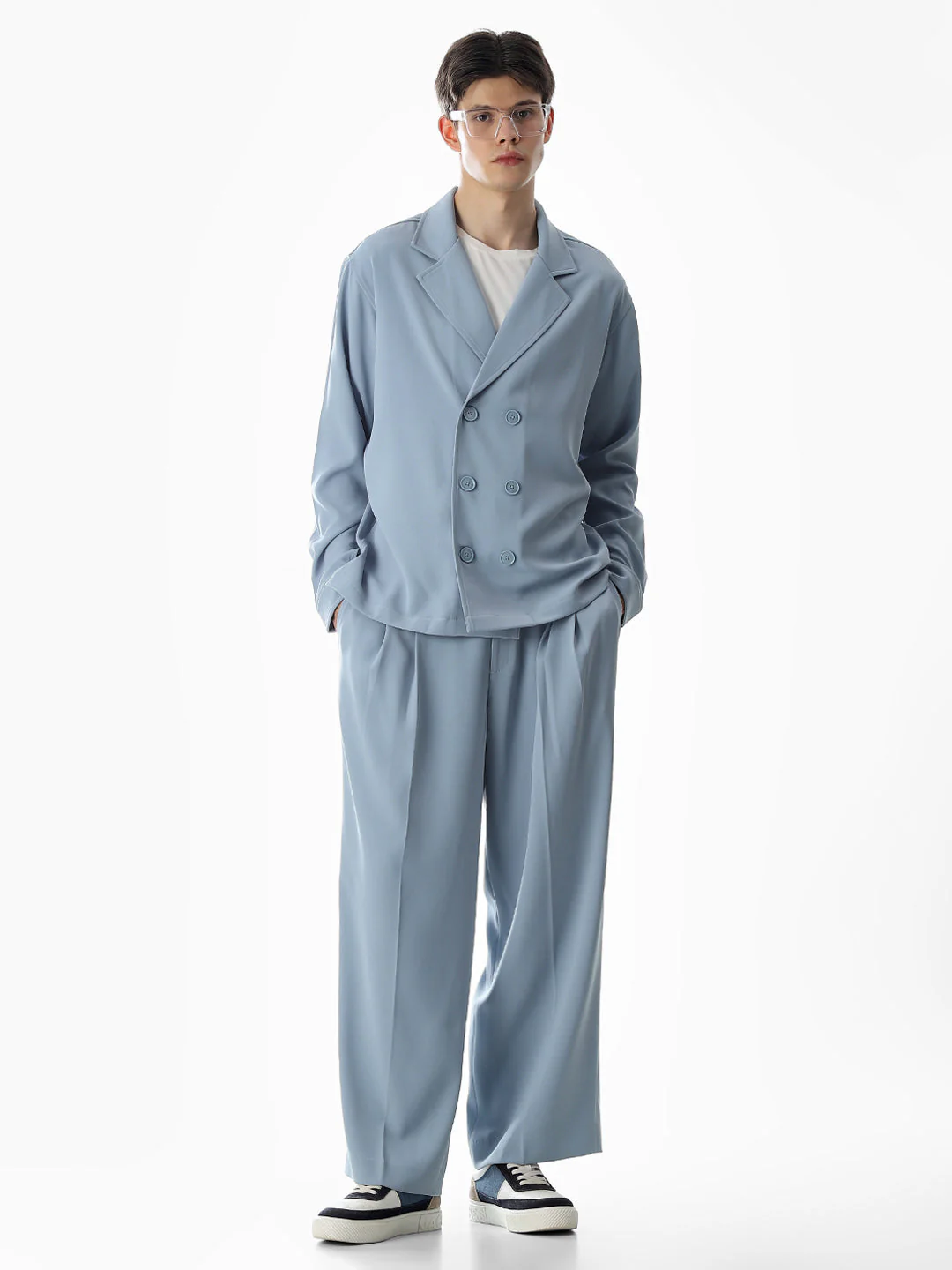 Blue Lapel Collar Button Overshirt - Image 6