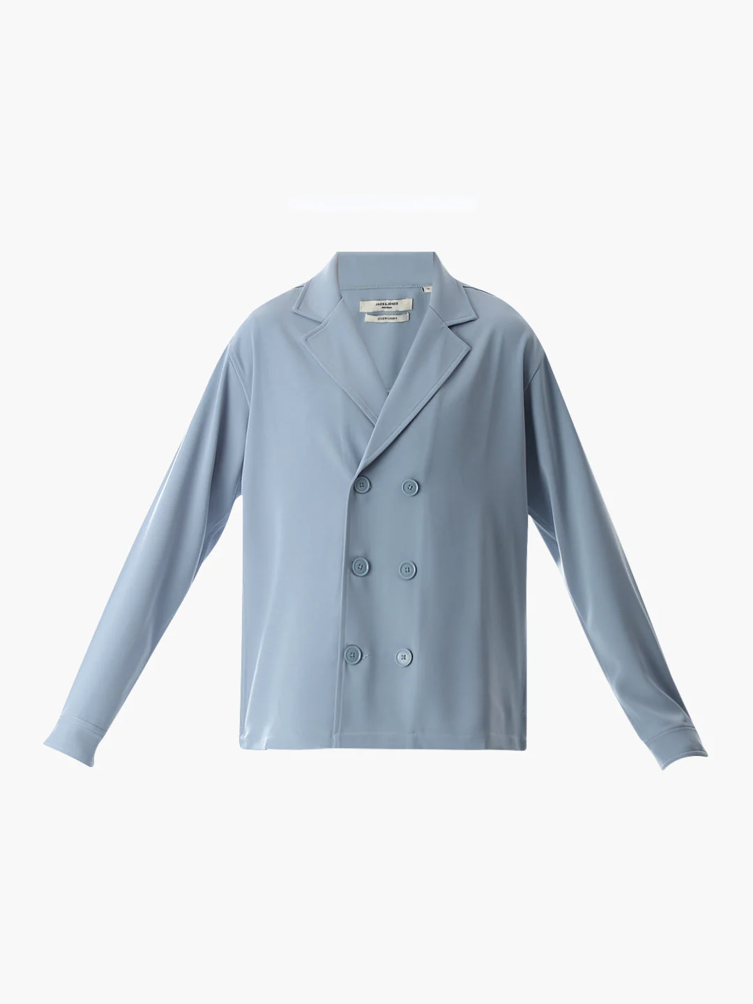 Blue Lapel Collar Button Overshirt - Image 7