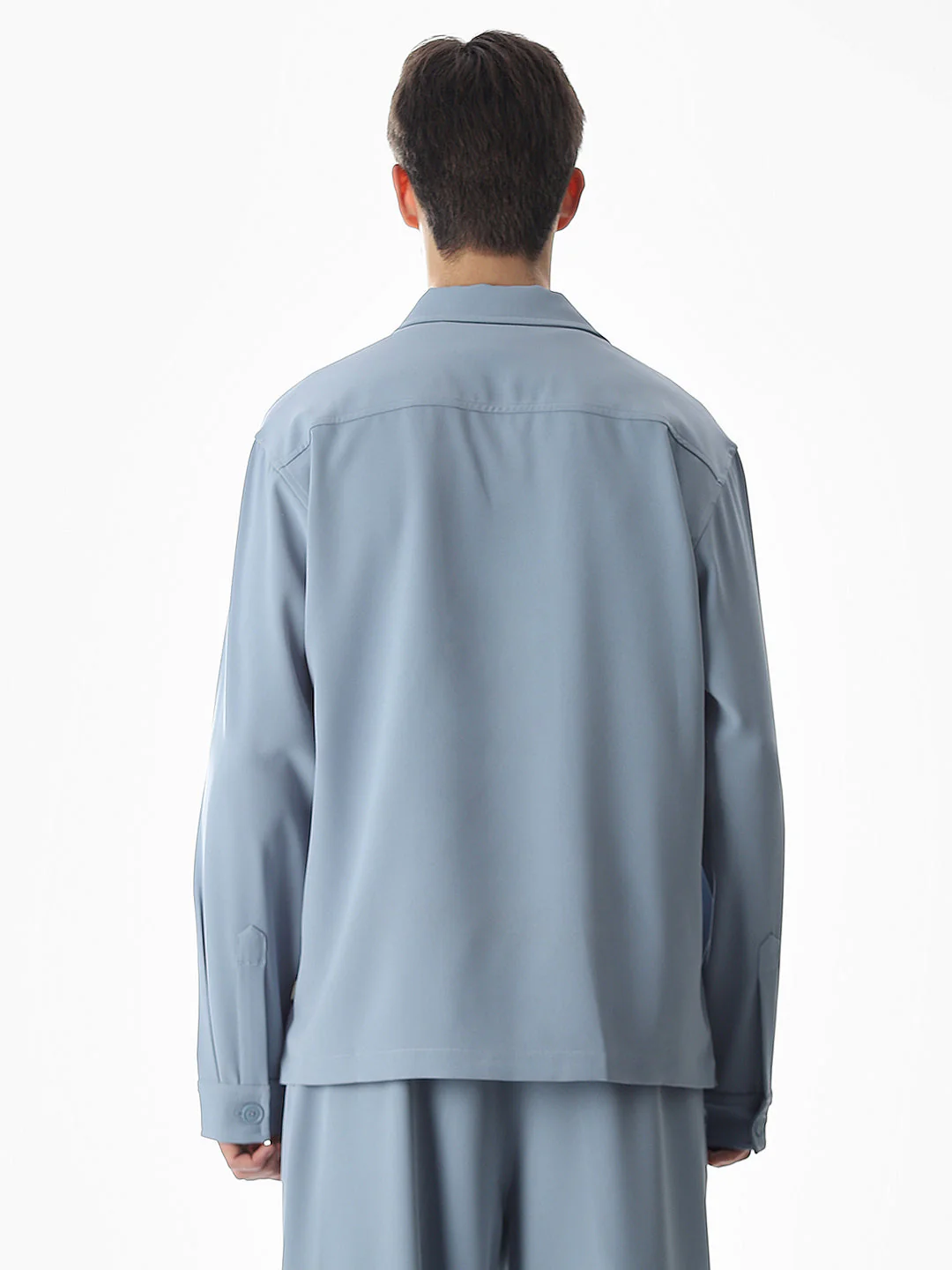 Blue Lapel Collar Button Overshirt - Image 9