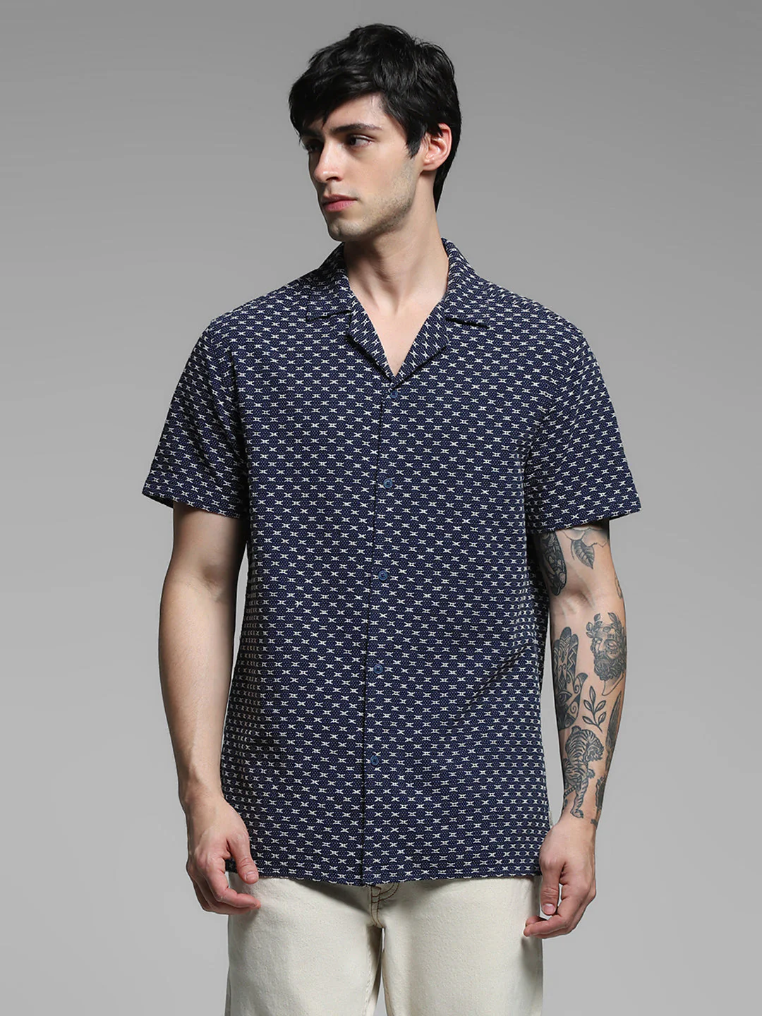 Dark Blue Comfort Fit Shirt - Image 2