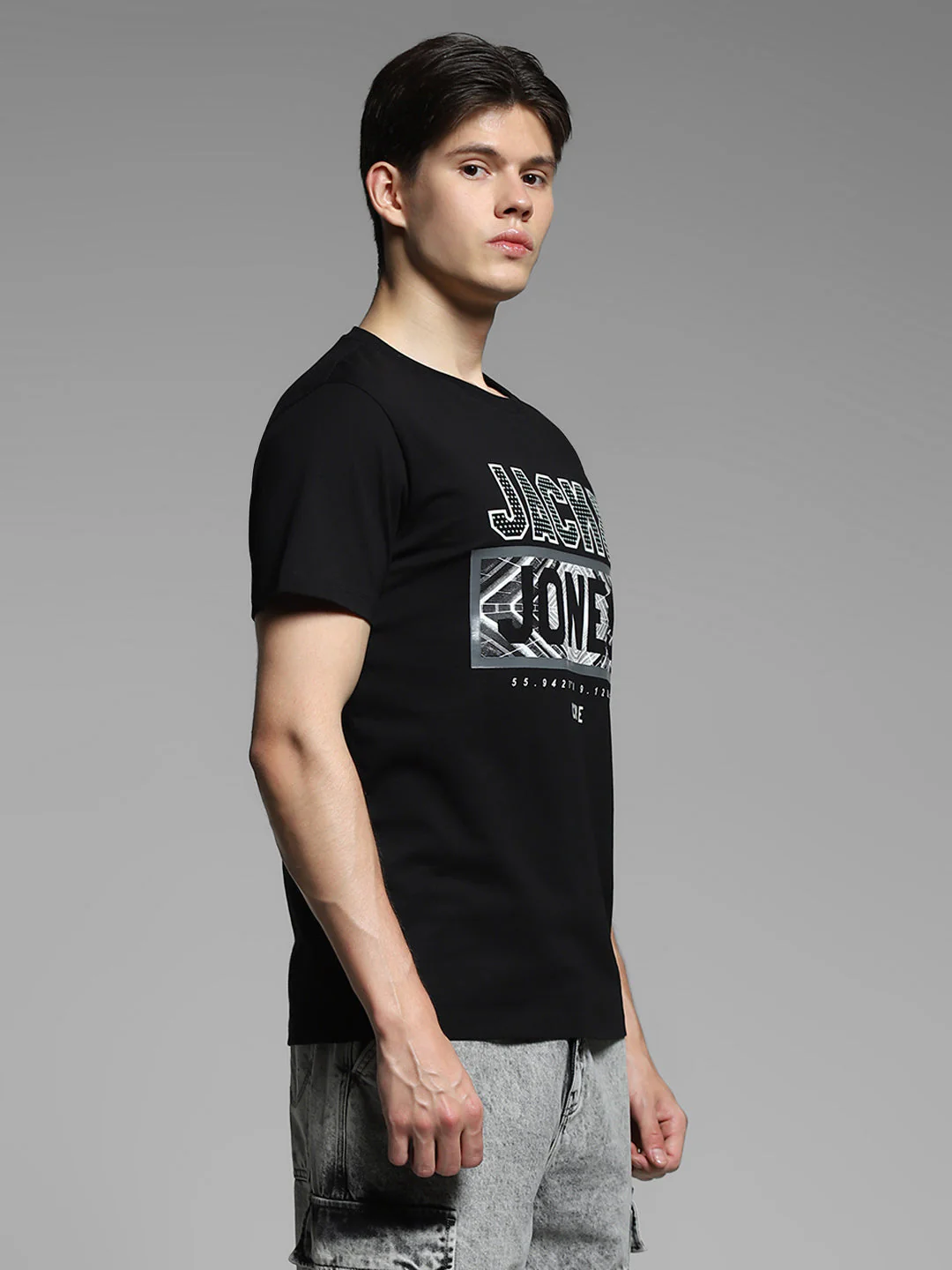 Black Logo Print Cotton T-shirt - Image 3