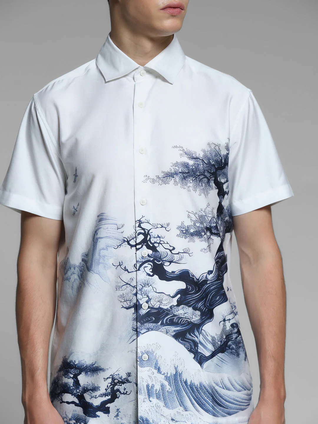 White Printed Comfort Fit Shirt - Image 5