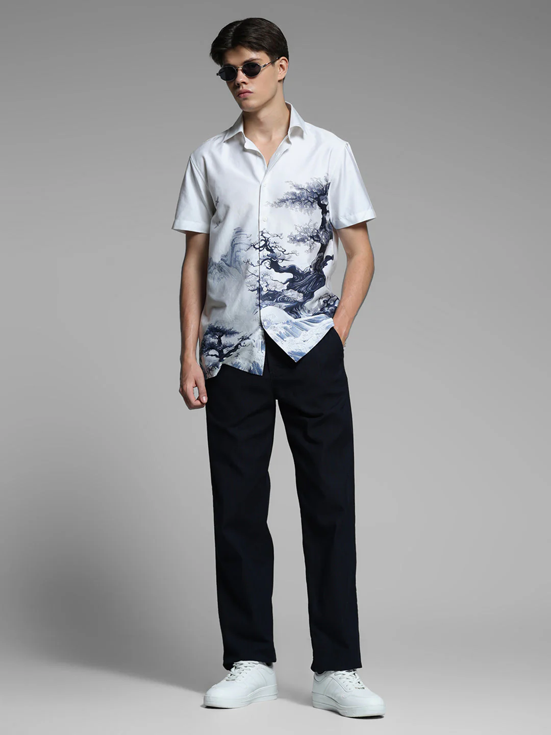 White Printed Comfort Fit Shirt - Image 6