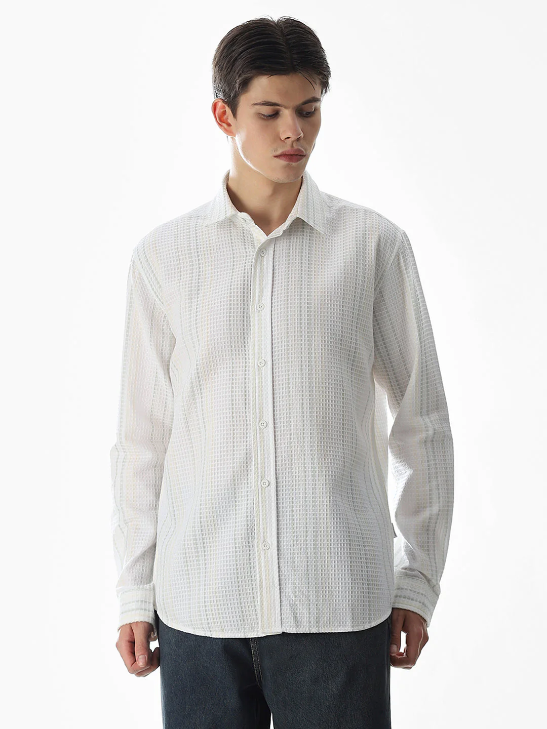 White Striped Cotton Shirt - Image 2