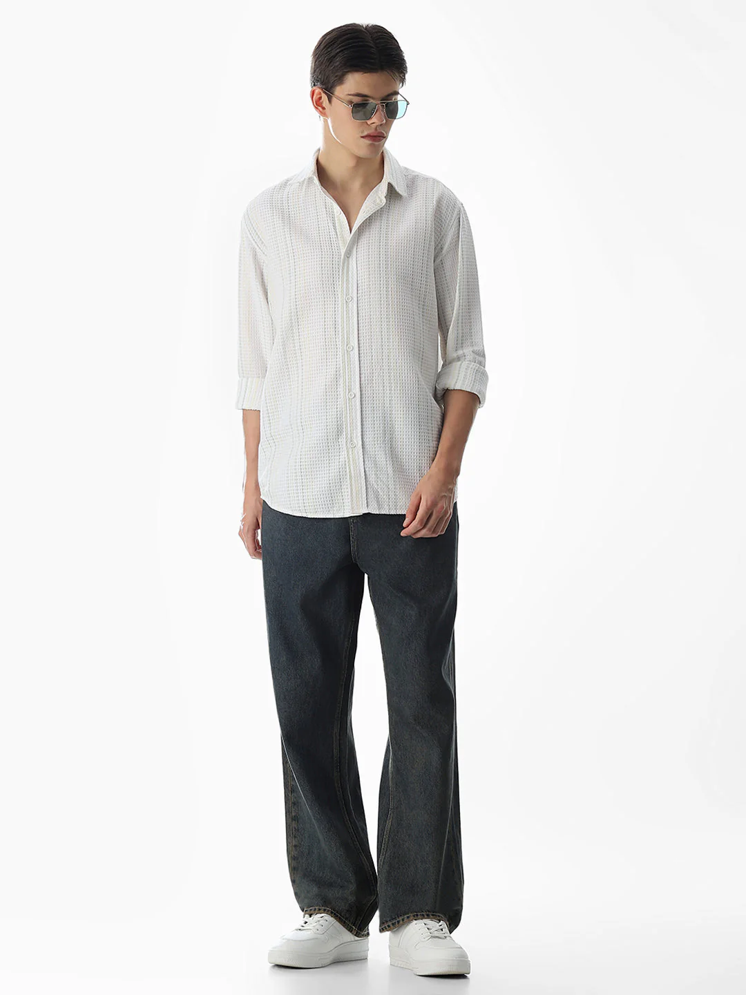 White Striped Cotton Shirt - Image 6