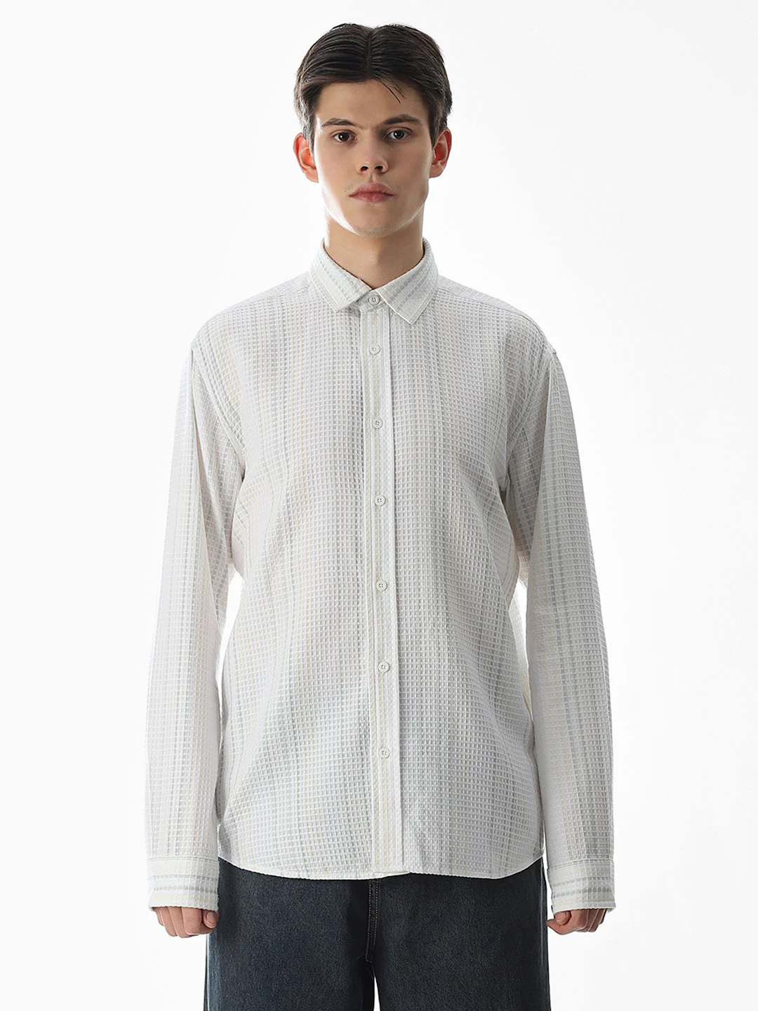 White Striped Cotton Shirt - Image 8