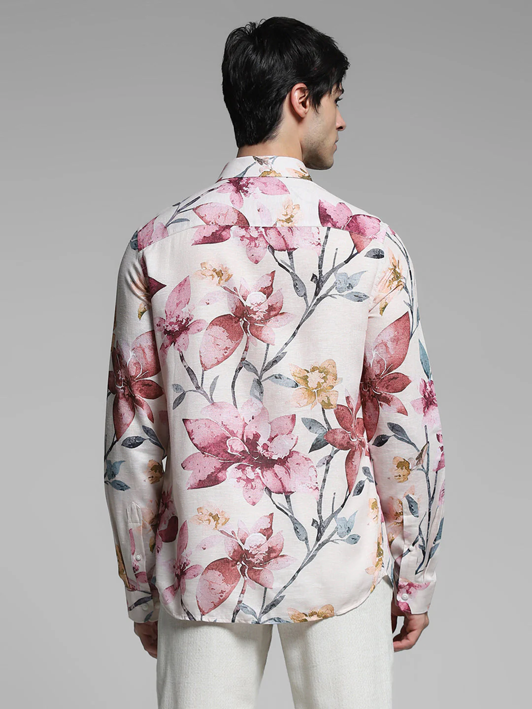Orange Floral Linen Blend Shirt - Image 4