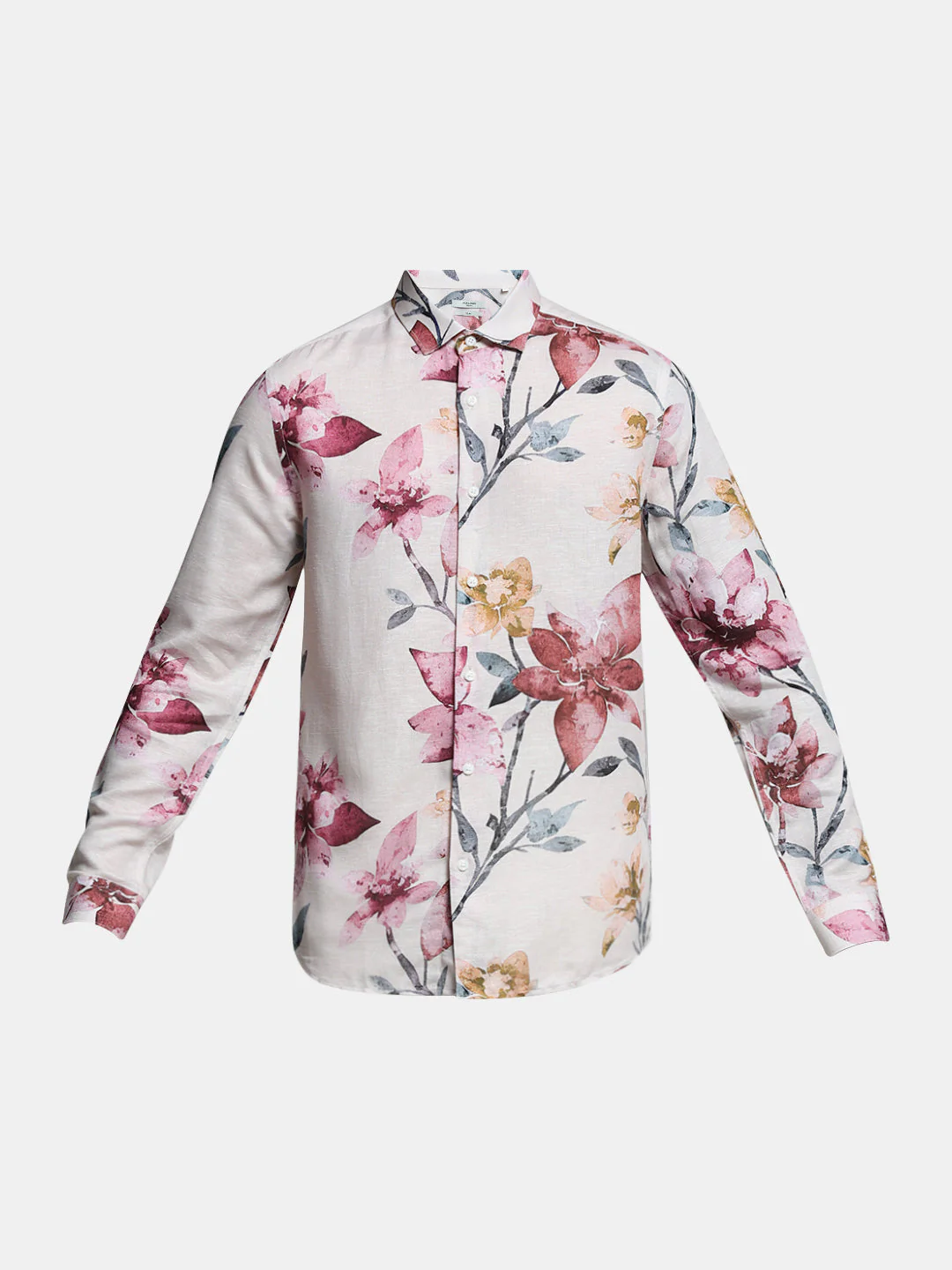 Orange Floral Linen Blend Shirt - Image 7