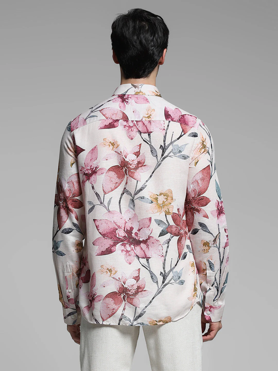 Orange Floral Linen Blend Shirt - Image 9