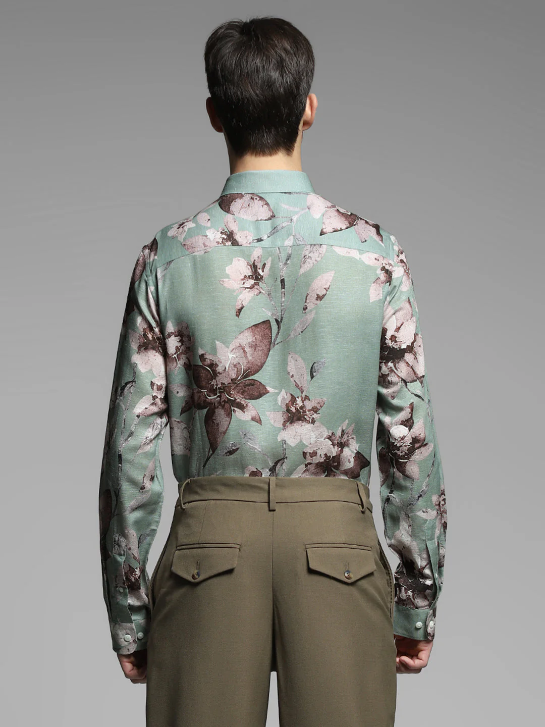 JACK&JONES Green Floral Linen Blend Shirt - Image 4