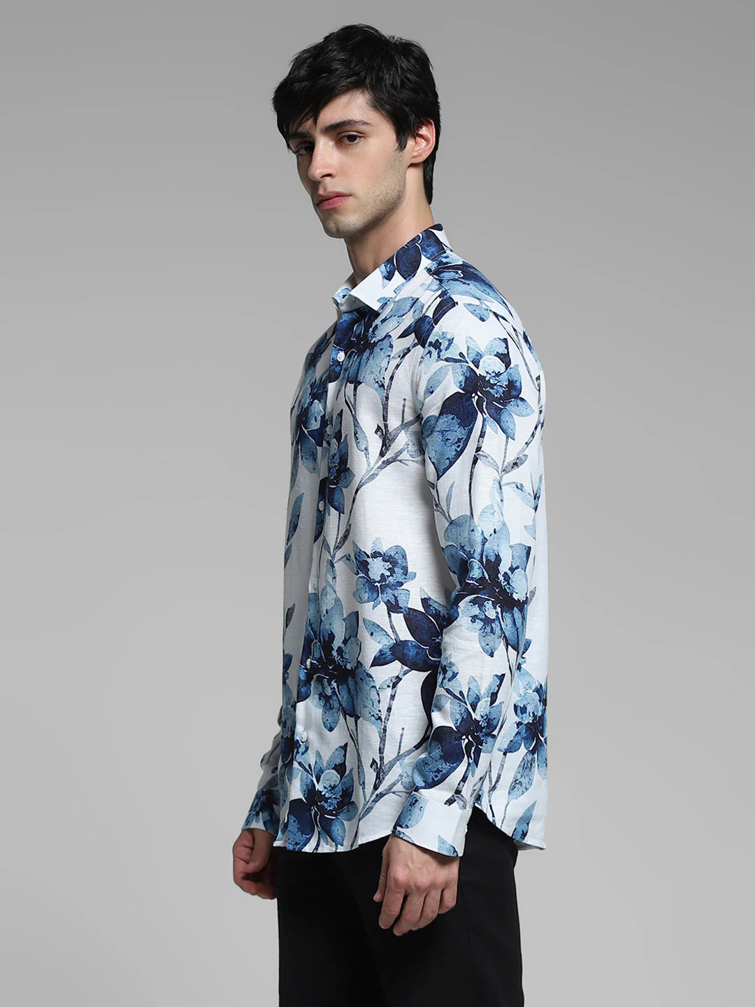 White Floral Linen Blend Shirt - Image 3