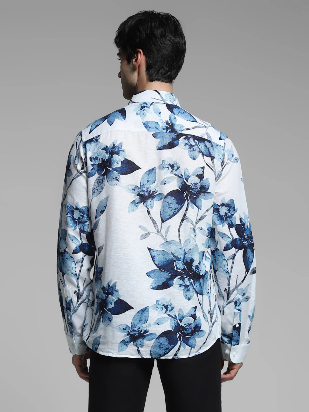 White Floral Linen Blend Shirt - Image 4