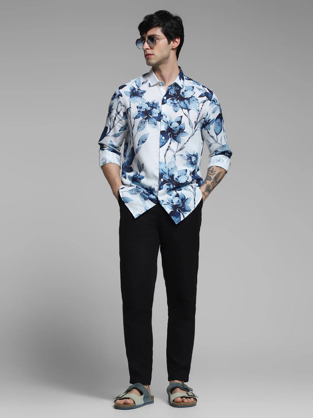 White Floral Linen Blend Shirt - Image 6
