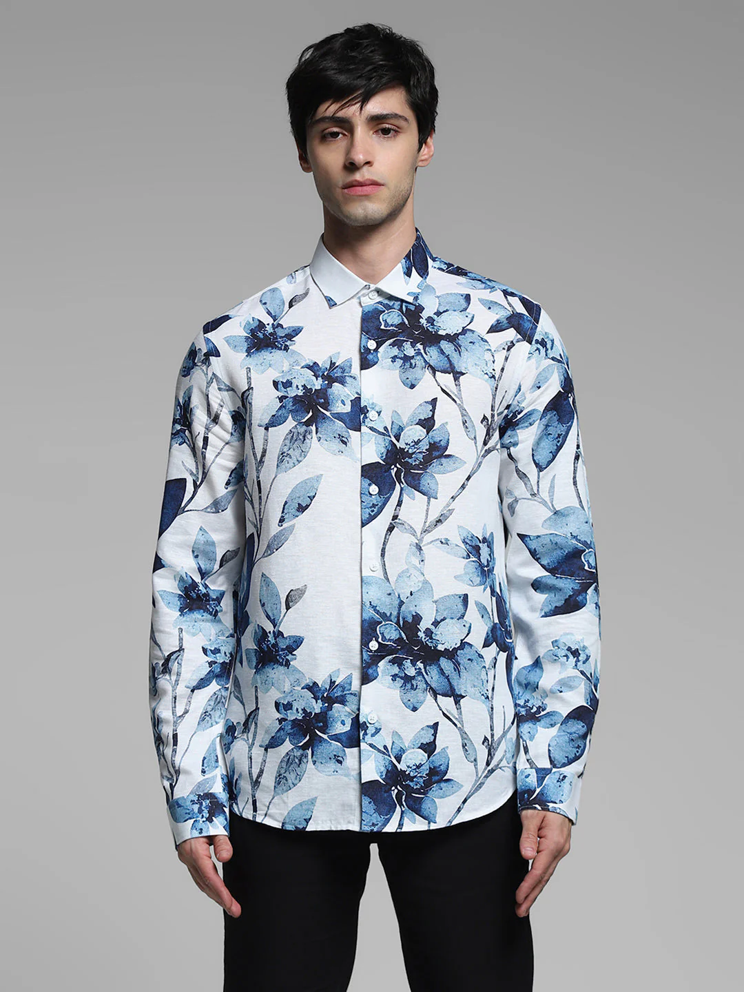 White Floral Linen Blend Shirt - Image 8