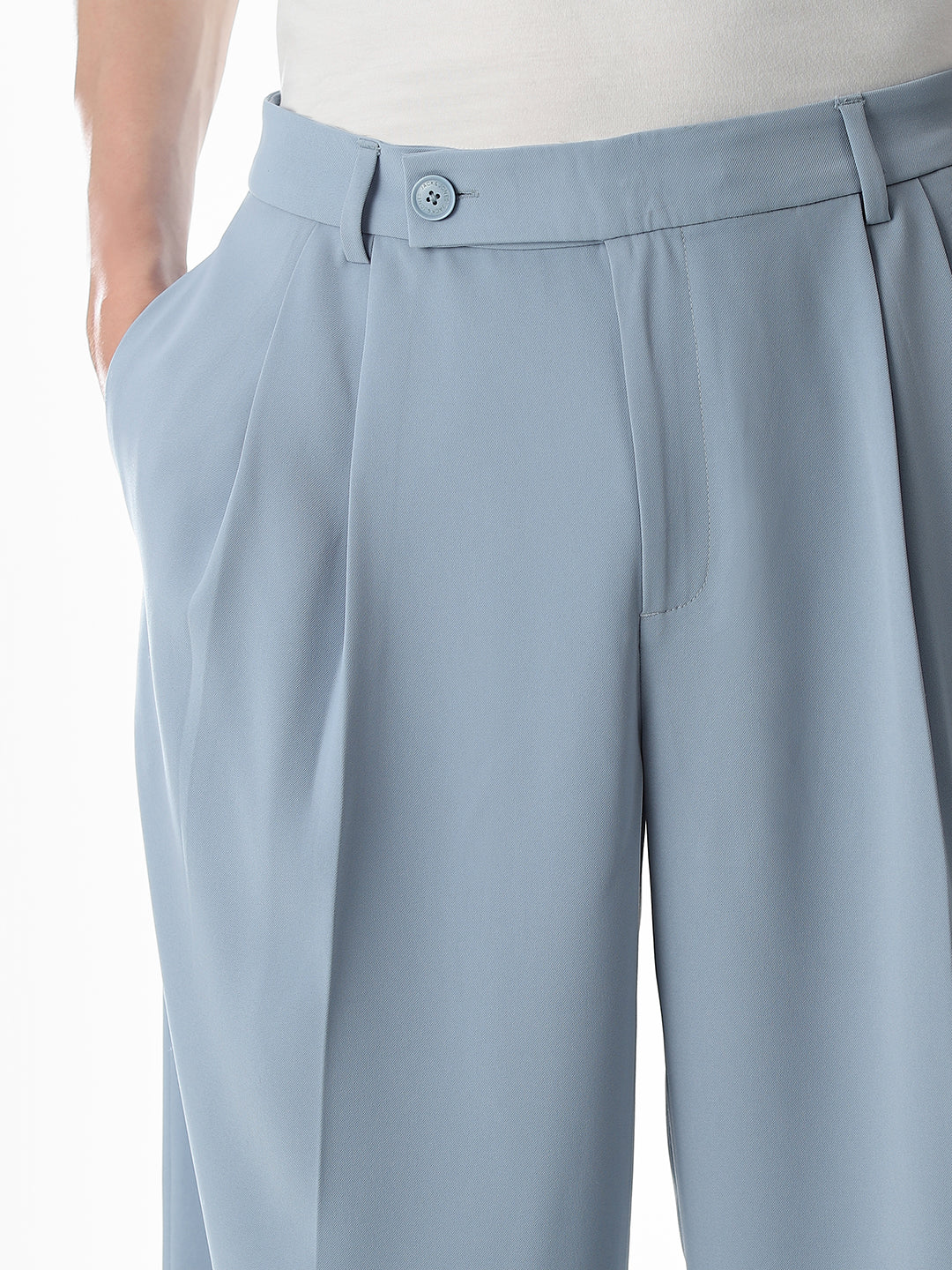 Light Blue Mid Rise Loose Fit Pants - Image 4