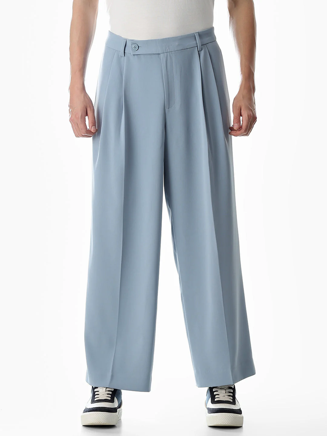 Light Blue Mid Rise Loose Fit Pants - Image 8