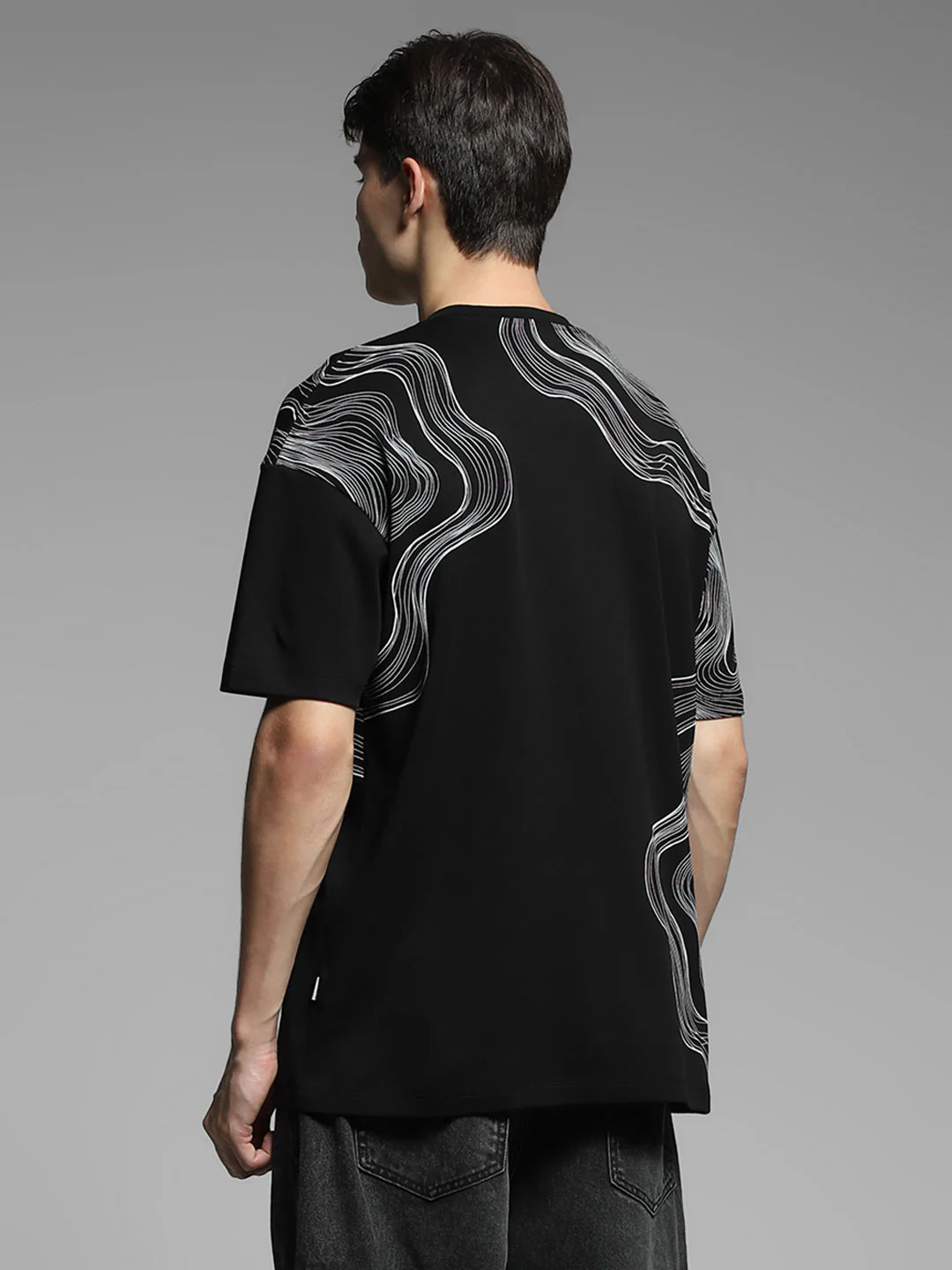 Black Printed Oversized Shirt - Image 4