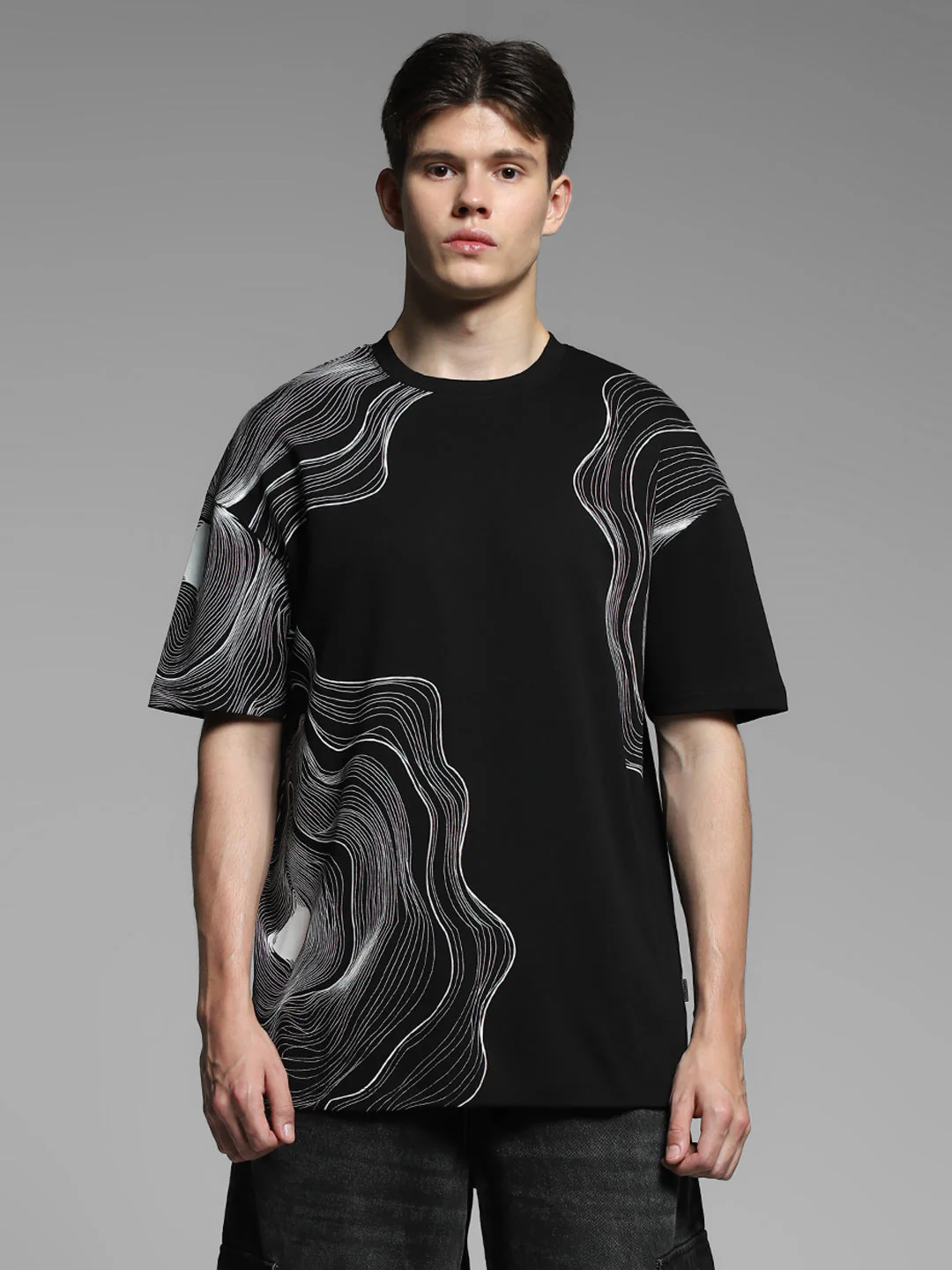 Black Printed Oversized Shirt - Image 8