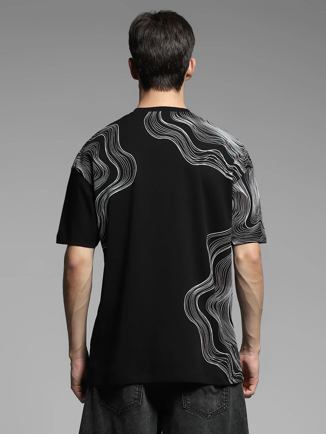 Black Printed Oversized Shirt - Image 9