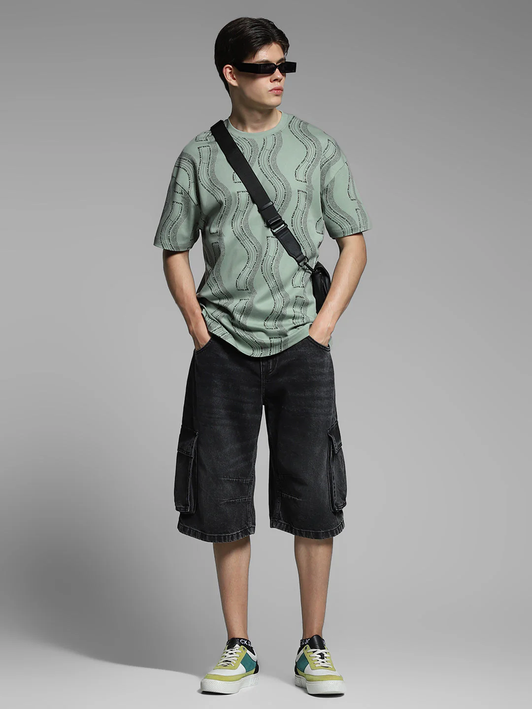 Green Printed Oversized Shirt - Image 6