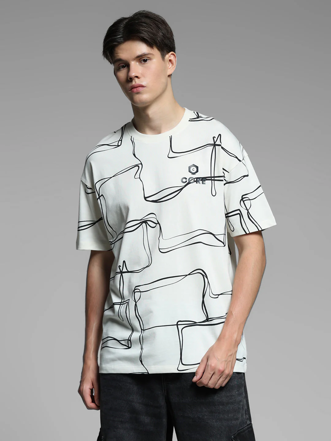 White Printed Oversized T-shirt - Image 2